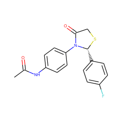 CC(=O)Nc1ccc(N2C(=O)CS[C@@H]2c2ccc(F)cc2)cc1 ZINC000000423756