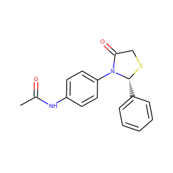 CC(=O)Nc1ccc(N2C(=O)CS[C@@H]2c2ccccc2)cc1 ZINC000000179480