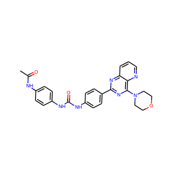 CC(=O)Nc1ccc(NC(=O)Nc2ccc(-c3nc(N4CCOCC4)c4ncccc4n3)cc2)cc1 ZINC001772637271