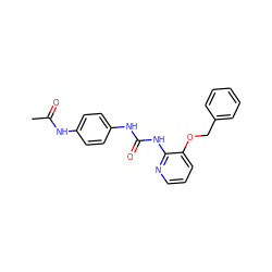 CC(=O)Nc1ccc(NC(=O)Nc2ncccc2OCc2ccccc2)cc1 ZINC000013680231