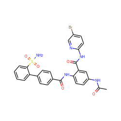 CC(=O)Nc1ccc(NC(=O)c2ccc(-c3ccccc3S(N)(=O)=O)cc2)c(C(=O)Nc2ccc(Br)cn2)c1 ZINC000028093832