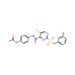 CC(=O)Nc1ccc(NC(=O)c2nc(S(=O)(=O)Cc3cccc(C)c3)ncc2Cl)cc1 ZINC000012062718