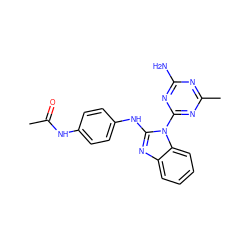 CC(=O)Nc1ccc(Nc2nc3ccccc3n2-c2nc(C)nc(N)n2)cc1 ZINC000071316431