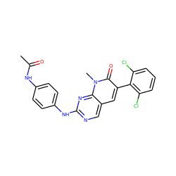 CC(=O)Nc1ccc(Nc2ncc3cc(-c4c(Cl)cccc4Cl)c(=O)n(C)c3n2)cc1 ZINC000038658348