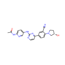 CC(=O)Nc1ccc(Nc2nccc(-c3ccc(N4CC[C@H](O)C4)c(C#N)c3)n2)cn1 ZINC000199461034