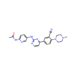 CC(=O)Nc1ccc(Nc2nccc(-c3ccc(N4CCN(C)CC4)c(C#N)c3)n2)cn1 ZINC000113826387