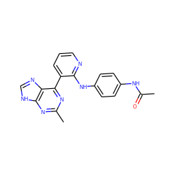 CC(=O)Nc1ccc(Nc2ncccc2-c2nc(C)nc3[nH]cnc23)cc1 ZINC000113151918