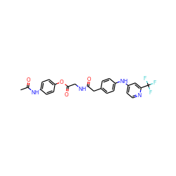 CC(=O)Nc1ccc(OC(=O)CNC(=O)Cc2ccc(Nc3ccnc(C(F)(F)F)c3)cc2)cc1 ZINC000045371959