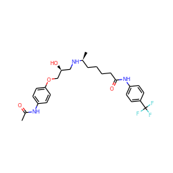 CC(=O)Nc1ccc(OC[C@@H](O)CN[C@@H](C)CCCCC(=O)Nc2ccc(C(F)(F)F)cc2)cc1 ZINC000026283790