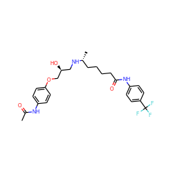 CC(=O)Nc1ccc(OC[C@@H](O)CN[C@H](C)CCCCC(=O)Nc2ccc(C(F)(F)F)cc2)cc1 ZINC000026283797