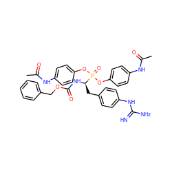 CC(=O)Nc1ccc(OP(=O)(Oc2ccc(NC(C)=O)cc2)[C@@H](Cc2ccc(NC(=N)N)cc2)NC(=O)OCc2ccccc2)cc1 ZINC000028869512