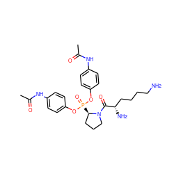 CC(=O)Nc1ccc(OP(=O)(Oc2ccc(NC(C)=O)cc2)[C@@H]2CCCN2C(=O)[C@@H](N)CCCCN)cc1 ZINC000028827028