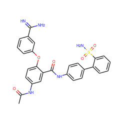 CC(=O)Nc1ccc(Oc2cccc(C(=N)N)c2)c(C(=O)Nc2ccc(-c3ccccc3S(N)(=O)=O)cc2)c1 ZINC000029399003