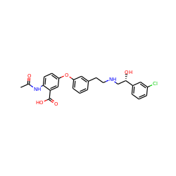 CC(=O)Nc1ccc(Oc2cccc(CCNC[C@H](O)c3cccc(Cl)c3)c2)cc1C(=O)O ZINC000045495630