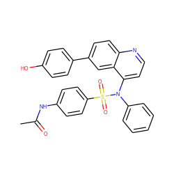 CC(=O)Nc1ccc(S(=O)(=O)N(c2ccccc2)c2ccnc3ccc(-c4ccc(O)cc4)cc23)cc1 ZINC000473086141