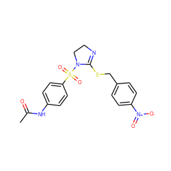 CC(=O)Nc1ccc(S(=O)(=O)N2CCN=C2SCc2ccc([N+](=O)[O-])cc2)cc1 ZINC000002711553