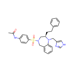 CC(=O)Nc1ccc(S(=O)(=O)N2Cc3ccccc3N(Cc3c[nH]cn3)[C@H](CCc3ccccc3)C2)cc1 ZINC000025982057