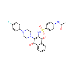 CC(=O)Nc1ccc(S(=O)(=O)NC2=C(N3CCN(c4ccc(F)cc4)CC3)C(=O)c3ccccc3C2=O)cc1 ZINC000070463044