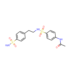 CC(=O)Nc1ccc(S(=O)(=O)NCCc2ccc(S(N)(=O)=O)cc2)cc1 ZINC000002366077