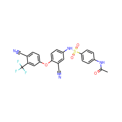 CC(=O)Nc1ccc(S(=O)(=O)Nc2ccc(Oc3ccc(C#N)c(C(F)(F)F)c3)c(C#N)c2)cc1 ZINC001772627382