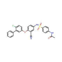 CC(=O)Nc1ccc(S(=O)(=O)Nc2ccc(Oc3ccc(Cl)c(-c4ccccc4)c3)c(C#N)c2)cc1 ZINC001772574910