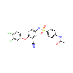 CC(=O)Nc1ccc(S(=O)(=O)Nc2ccc(Oc3ccc(Cl)c(Cl)c3)c(C#N)c2)cc1 ZINC001772633074