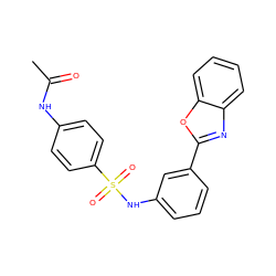 CC(=O)Nc1ccc(S(=O)(=O)Nc2cccc(-c3nc4ccccc4o3)c2)cc1 ZINC000000839407