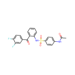 CC(=O)Nc1ccc(S(=O)(=O)Nc2ccccc2C(=O)c2ccc(F)c(F)c2)cc1 ZINC000040891826