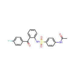 CC(=O)Nc1ccc(S(=O)(=O)Nc2ccccc2C(=O)c2ccc(F)cc2)cc1 ZINC000040391134