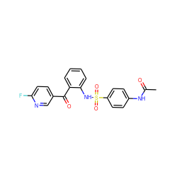 CC(=O)Nc1ccc(S(=O)(=O)Nc2ccccc2C(=O)c2ccc(F)nc2)cc1 ZINC000040422256