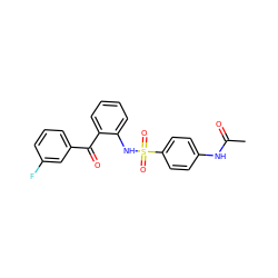 CC(=O)Nc1ccc(S(=O)(=O)Nc2ccccc2C(=O)c2cccc(F)c2)cc1 ZINC000040862154