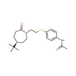 CC(=O)Nc1ccc(SCCN2CC[C@@H](C(C)(C)C)CCC2=O)cc1 ZINC000036382898