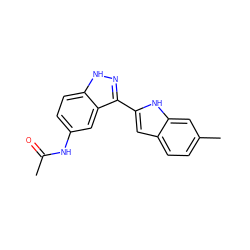 CC(=O)Nc1ccc2[nH]nc(-c3cc4ccc(C)cc4[nH]3)c2c1 ZINC000066102276