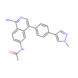 CC(=O)Nc1ccc2c(N)ncc(-c3ccc(-c4cnn(C)c4)cc3)c2c1 ZINC000653831391