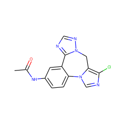 CC(=O)Nc1ccc2c(c1)-c1ncnn1Cc1c(Cl)ncn1-2 ZINC000034640026