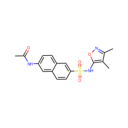 CC(=O)Nc1ccc2cc(S(=O)(=O)Nc3onc(C)c3C)ccc2c1 ZINC000013602374