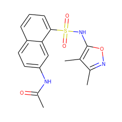 CC(=O)Nc1ccc2cccc(S(=O)(=O)Nc3onc(C)c3C)c2c1 ZINC000013602355