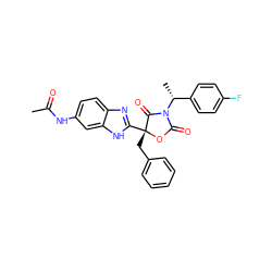 CC(=O)Nc1ccc2nc([C@@]3(Cc4ccccc4)OC(=O)N([C@H](C)c4ccc(F)cc4)C3=O)[nH]c2c1 ZINC000473135148