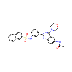 CC(=O)Nc1ccc2nc(-c3cccc(NS(=O)(=O)c4ccc5ccccc5c4)c3)nc(N3CCOCC3)c2c1 ZINC001772637533