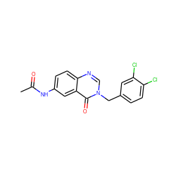 CC(=O)Nc1ccc2ncn(Cc3ccc(Cl)c(Cl)c3)c(=O)c2c1 ZINC000040879807