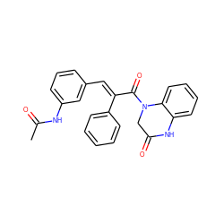 CC(=O)Nc1cccc(/C=C(/C(=O)N2CC(=O)Nc3ccccc32)c2ccccc2)c1 ZINC000473089919