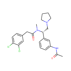 CC(=O)Nc1cccc([C@@H](CN2CCCC2)N(C)C(=O)Cc2ccc(Cl)c(Cl)c2)c1 ZINC000000599446