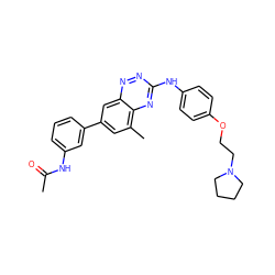 CC(=O)Nc1cccc(-c2cc(C)c3nc(Nc4ccc(OCCN5CCCC5)cc4)nnc3c2)c1 ZINC000096167803