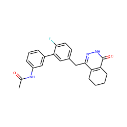 CC(=O)Nc1cccc(-c2cc(Cc3n[nH]c(=O)c4c3CCCC4)ccc2F)c1 ZINC000139641460