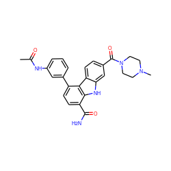 CC(=O)Nc1cccc(-c2ccc(C(N)=O)c3[nH]c4cc(C(=O)N5CCN(C)CC5)ccc4c23)c1 ZINC000473127449