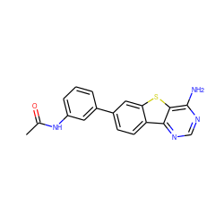 CC(=O)Nc1cccc(-c2ccc3c(c2)sc2c(N)ncnc23)c1 ZINC000203681060