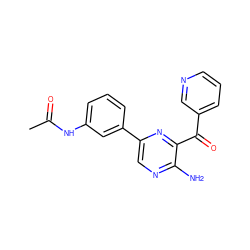 CC(=O)Nc1cccc(-c2cnc(N)c(C(=O)c3cccnc3)n2)c1 ZINC000061959339