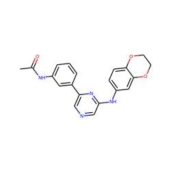 CC(=O)Nc1cccc(-c2cncc(Nc3ccc4c(c3)OCCO4)n2)c1 ZINC000013679254