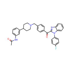 CC(=O)Nc1cccc(C2CCN(Cc3ccc(C(=O)c4nc5ccccc5n4-c4ccc(F)cc4)cc3)CC2)c1 ZINC000169321596