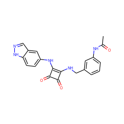 CC(=O)Nc1cccc(CNc2c(Nc3ccc4[nH]ncc4c3)c(=O)c2=O)c1 ZINC000102982134